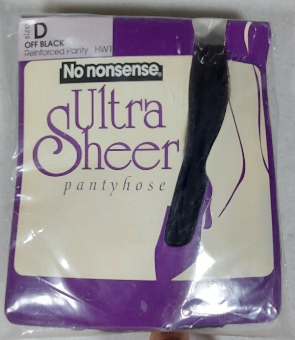 1 No Nonsense Ultra Sheer OFF BLACK Reinforced Panty Pantyhose Size D - NEW